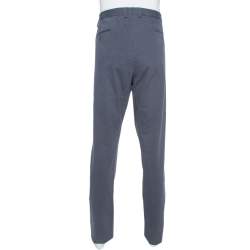 Giorgio Armani Navy Blue Textured Cotton Classic Trousers 4XL