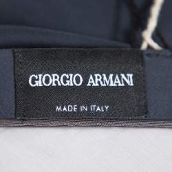 Giorgio Armani Navy Blue Textured Cotton Classic Trousers 4XL