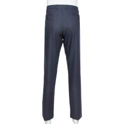 Pre Owned Giorgio Armani Navy Blue Speckled Wool & Silk Classic Trousers 3XL