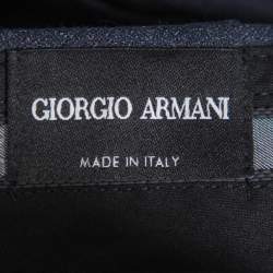 Pre Owned Giorgio Armani Navy Blue Speckled Wool & Silk Classic Trousers 3XL