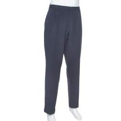 Giorgio Armani Navy Blue Knit Tapered Trousers 3XL