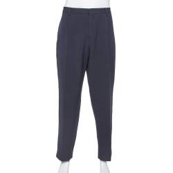 Giorgio Armani Navy Blue Knit Tapered Trousers 3XL