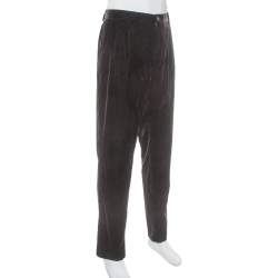 Pre Owned Giorgio Armani Brown Velvet Tapered trousers 4XL
