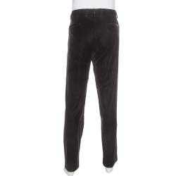 Pre Owned Giorgio Armani Brown Velvet Tapered trousers 4XL