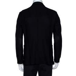 Pre Owned Giorgio Armani Midnight Blue Mesh Button Front Blazer XXL