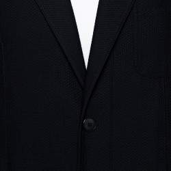 Pre Owned Giorgio Armani Midnight Blue Mesh Button Front Blazer XXL