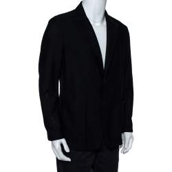 Pre Owned Giorgio Armani Midnight Blue Mesh Button Front Blazer XXL