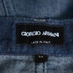 Pre Owned Giorgio Armani Blue Denim Tapered Leg Jeans L