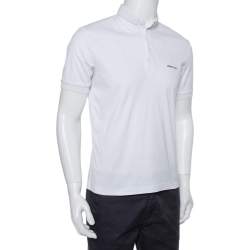 Pre Owned Giorgio Armani White Cotton Stand Collar T-Shirt S
