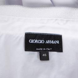 Pre Owned Giorgio Armani White Cotton Stand Collar T-Shirt S