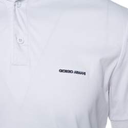 Pre Owned Giorgio Armani White Cotton Stand Collar T-Shirt S