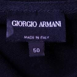 Pre Owned Giorgio Armani Black Cotton Pique Striped Polo T-Shirt L