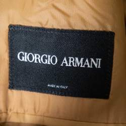 Giorgio Armani Brown Micro Check Patterned Linen Button Front Blazer 5XL