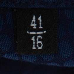 Pre Owned Giorgio Armani Navy Blue Patterned Silk Button Front Shirt L