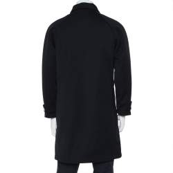 Giorgio Armani Black Wool Water Repellent Button Front Coat S