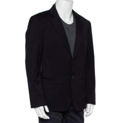 Pre Owned Giorgio Armani Navy Blue Wool Super 150's Button Front Blazer XXL