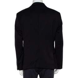 Pre Owned Giorgio Armani Navy Blue Wool Super 150's Button Front Blazer XXL