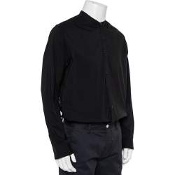 Pre Owned Giorgio Armani Black Cotton Stand Collar button Front Shirt XXL