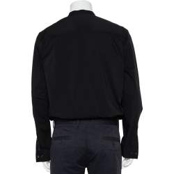 Pre Owned Giorgio Armani Black Cotton Stand Collar button Front Shirt XXL