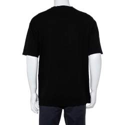 Pre Owned Giorgio Armani Black Patterned Knit Crewneck T-Shirt 4XL