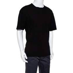 Pre Owned Giorgio Armani Black Patterned Knit Crewneck T-Shirt 4XL