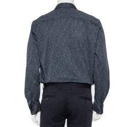 Pre Owned Giorgio Armani Navy Blue Patterned Cotton Shirt 4XL