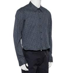 Pre Owned Giorgio Armani Navy Blue Patterned Cotton Shirt 4XL