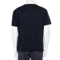 Pre Owned Giorgio Armani Midnight Blue Knit V-Neck T-Shirt 4XL