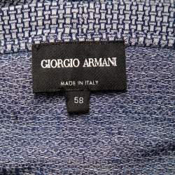 Pre Owned Giorgio Armani Navy Blue Patterned Knit Crewneck T-Shirt 4XL