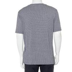 Pre Owned Giorgio Armani Grey Patterned Knit Crewneck T-Shirt XXL