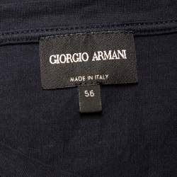 Pre Owned Giorgio Armani Navy Blue Patch Pocket Detail V-Neck T-Shirt 3XL