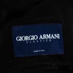 Giorgio Armani Black Wool Contrast Trim Detail Button Front Suit XXL