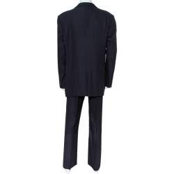 Giorgio Armani Classico Midnight Blue Pinstriped Wool & Silk Suit 5XL