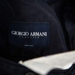 Giorgio Armani Classico Midnight Blue Pinstriped Wool & Silk Suit 5XL