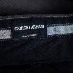 Pre Owned Giorgio Armani Charcoal Grey Striped Wool Straight leg Pants 3XL