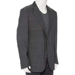 Giorgio Armani Charcoal Grey Patterned Wool Button Front Blazer 3XL