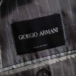 Giorgio Armani Charcoal Grey Patterned Wool Button Front Blazer 3XL
