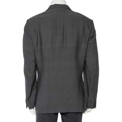 Giorgio Armani Charcoal Grey Patterned Wool Button Front Blazer 3XL
