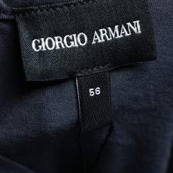 Pre Owned Giorgio Armani Blue Embroidered Cotton Crewneck T-Shirt 3XL