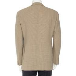 Pre Owned Giorgio Armani Vintage Cream Patterned Wool Button Front Blazer M