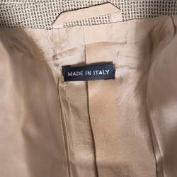 Pre Owned Giorgio Armani Vintage Cream Patterned Wool Button Front Blazer M