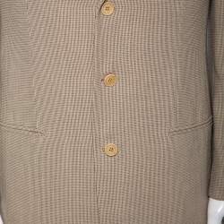 Pre Owned Giorgio Armani Vintage Cream Patterned Wool Button Front Blazer M