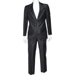 Giorgio Armani Black Striped Wool Super 160's Suit M