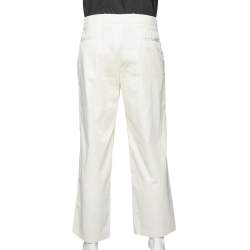 Giorgio Armani Off White Cotton Straight Leg Pants M