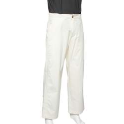 Giorgio Armani Off White Cotton Straight Leg Pants M