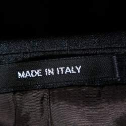 Pre Owned Giorgio Armani Charcoal Grey Striped Wool Single Breasted Soft Fit Blazer XL