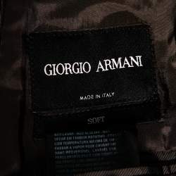 Pre Owned Giorgio Armani Charcoal Grey Striped Wool Single Breasted Soft Fit Blazer XL