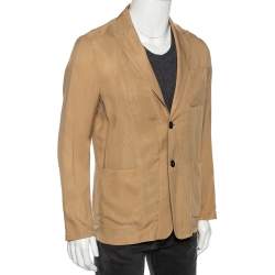 Pre Owned Giorgio Armani Beige Crepe Single Breasted Blazer M