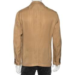 Pre Owned Giorgio Armani Beige Crepe Single Breasted Blazer M