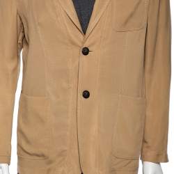 Pre Owned Giorgio Armani Beige Crepe Single Breasted Blazer M